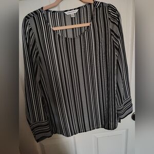 Counterparts Black and White Striped  Long Sleeve Blouse